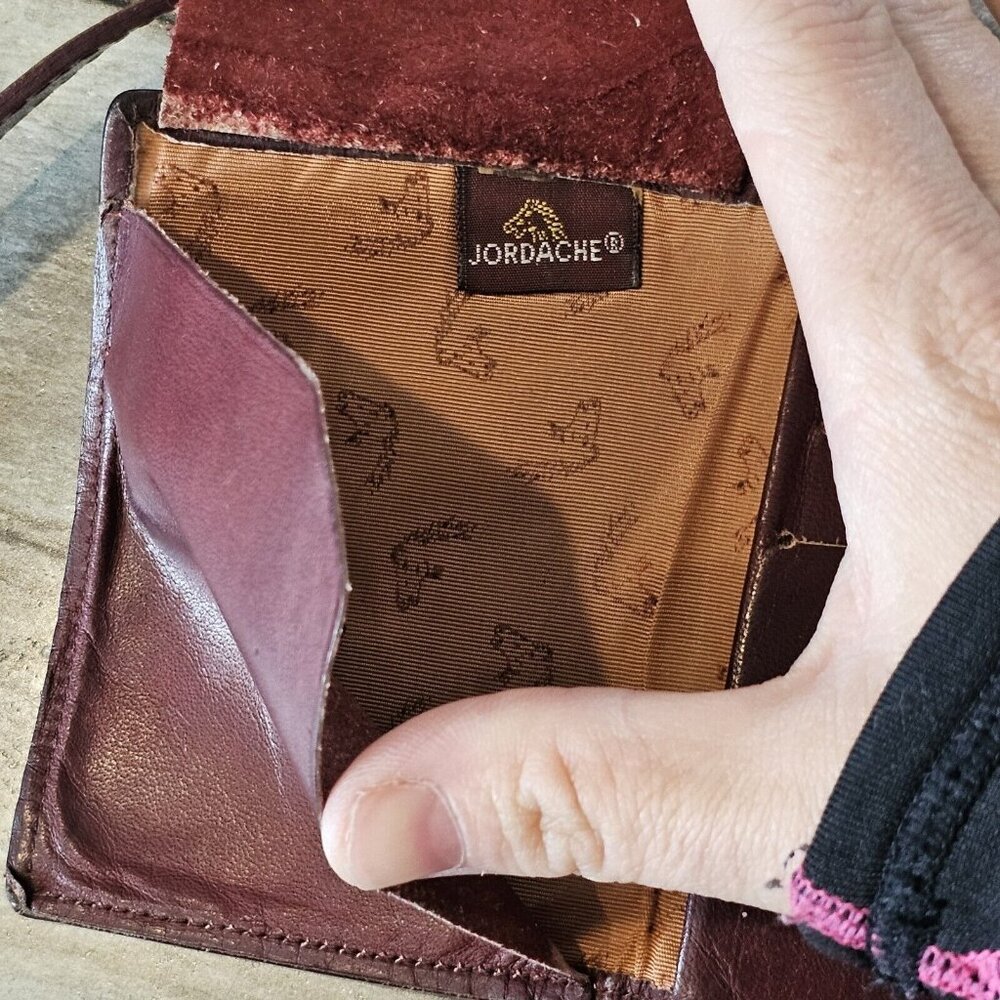 Vintage 80s Oxblood Leather Saddle Bag Purse‎ W Wallet Half Moon Brazil Boho - Picture 14 of 16